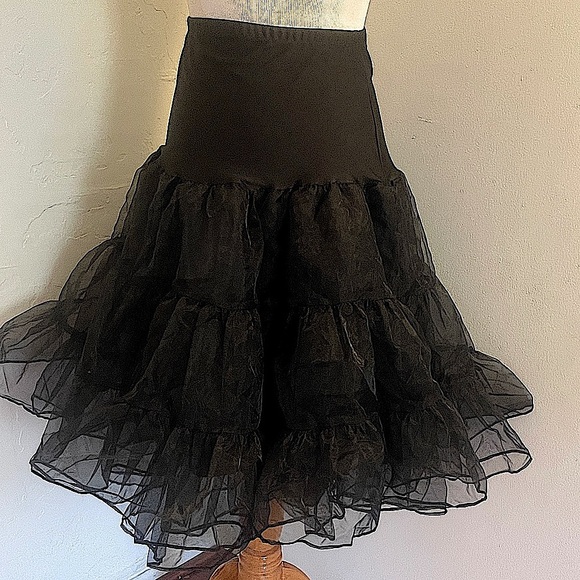 Grace Karin Black Petticoat Crinoline Tutu Skirt Puffy Layered Underskirt Size M - Picture 3 of 8